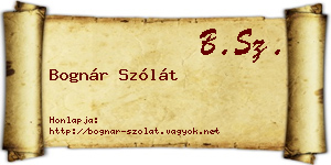 Bognár Szólát névjegykártya